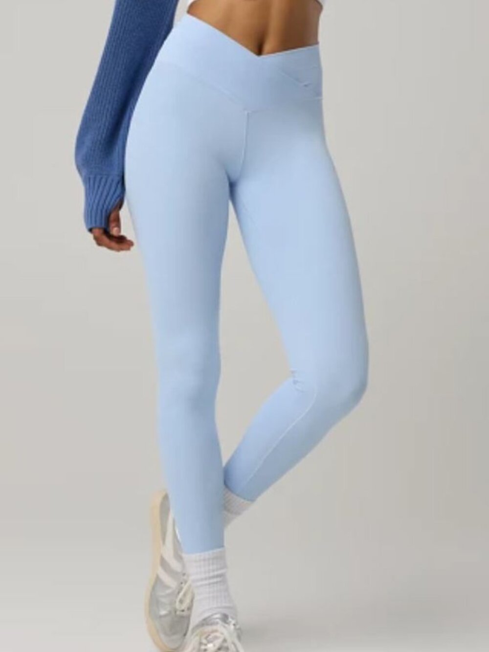 OFFLINE by Aerie Real Me High Waisted Crossover 7/8 Leggings Light Blue - Size L